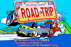 Road Trip Shifting Gears title screen for GameBoy Advance